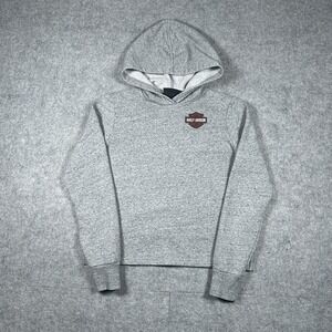 Vintage 2000s Harley Davidson Pullover Hoodie‎ Men's Size Small Grey Cropped y2k